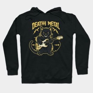 Death Metal Satanic Baphomet Cat playing guitar Hoodie